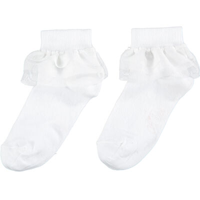 Girls White Logo Socks