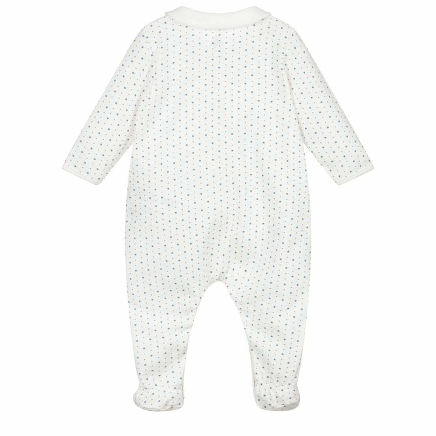 Baby Boys White & Blue Star Babygrow, 1, hi-res