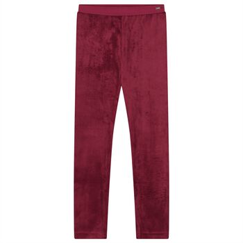 Girls Burgundy Velvet Leggings