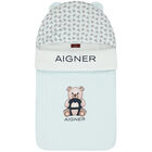 Baby Boys Blue & White Pima Cotton Logo Nest, 3, hi-res