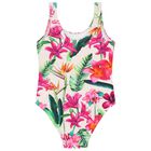Girls Ivory Floral Logo Swimsuit, 1, hi-res