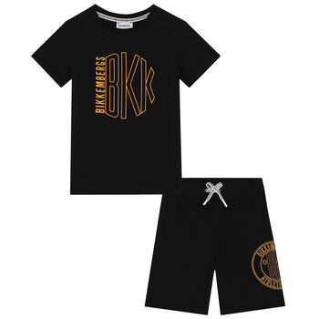 Boys Black Logo Shorts Set