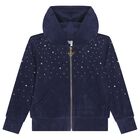 Girls Navy Blue Embellished Tracksuit, 1, hi-res