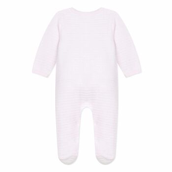 Baby Girls Pink Ribbed Babygrow