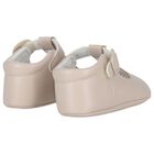 Beige Leather Pre Walker Shoes, 3, hi-res