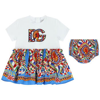 Younger Girls White Carretto Dress Set