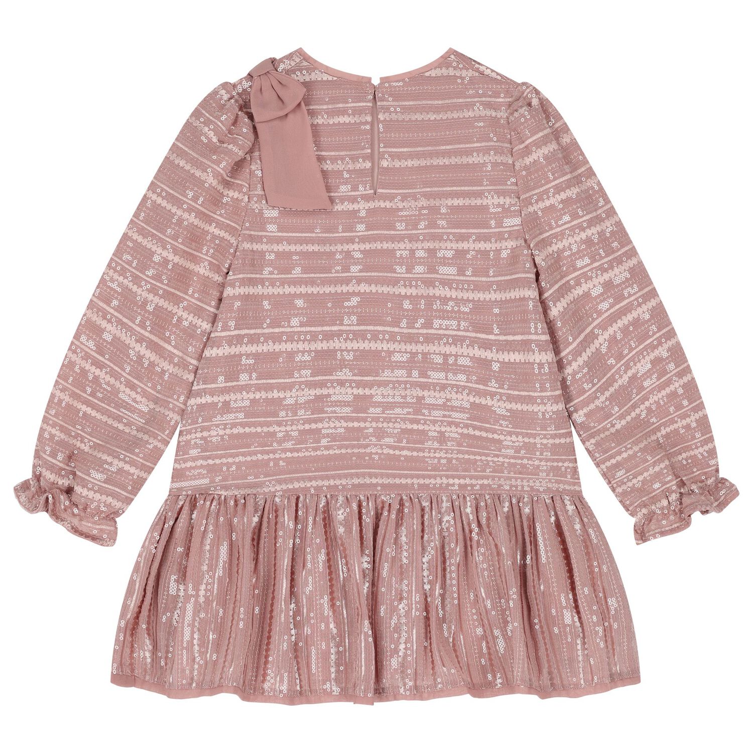 Girls Pink Chiffon Sequin Dress, 1, hi-res