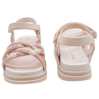 Girls Beige Logo Sandals 