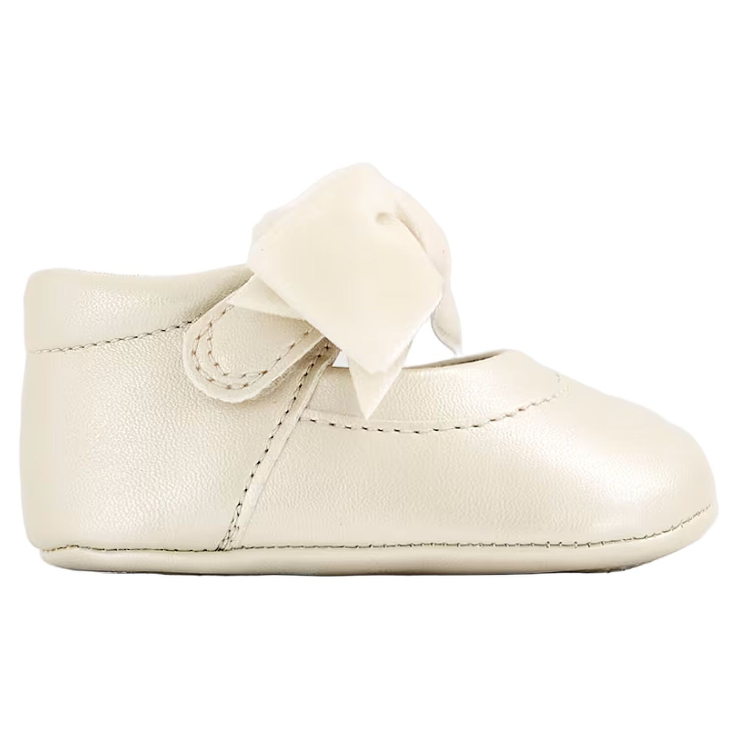 Baby Girls Ivory Bow Leather Pre Walker Shoes, 4, hi-res