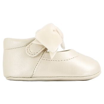 Baby Girls Ivory Bow Leather Pre Walker Shoes