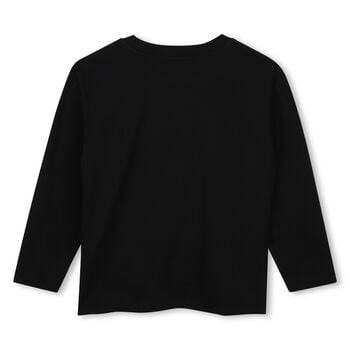 Girls Black Logo Long Sleeve Top