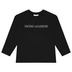 Girls Black Crystal Logo Long Sleeve Top, 1, hi-res