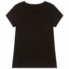 Girls Black Logo T-Shirt, 2, hi-res