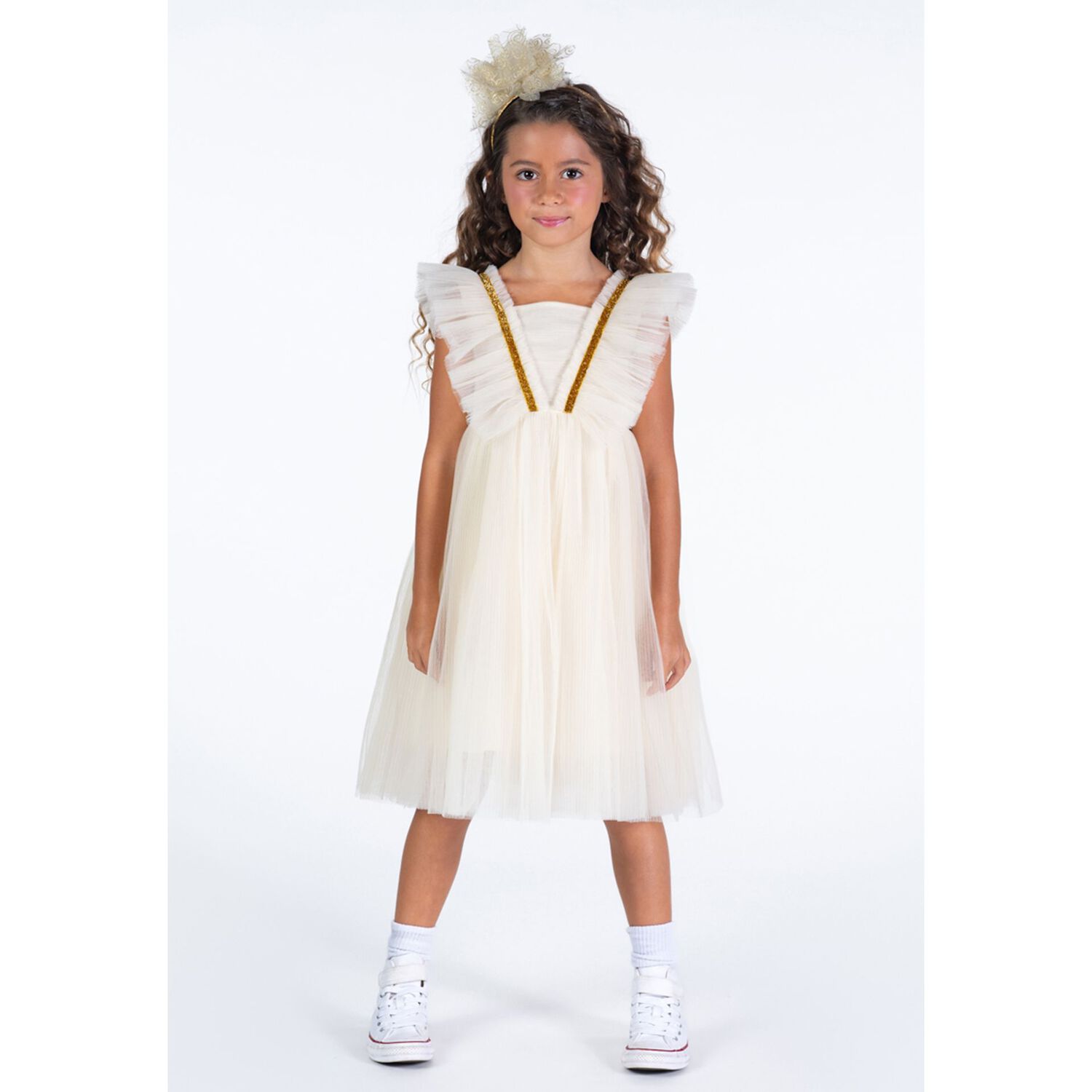 Girls Ivory Tulle Dress, 1, hi-res image number null