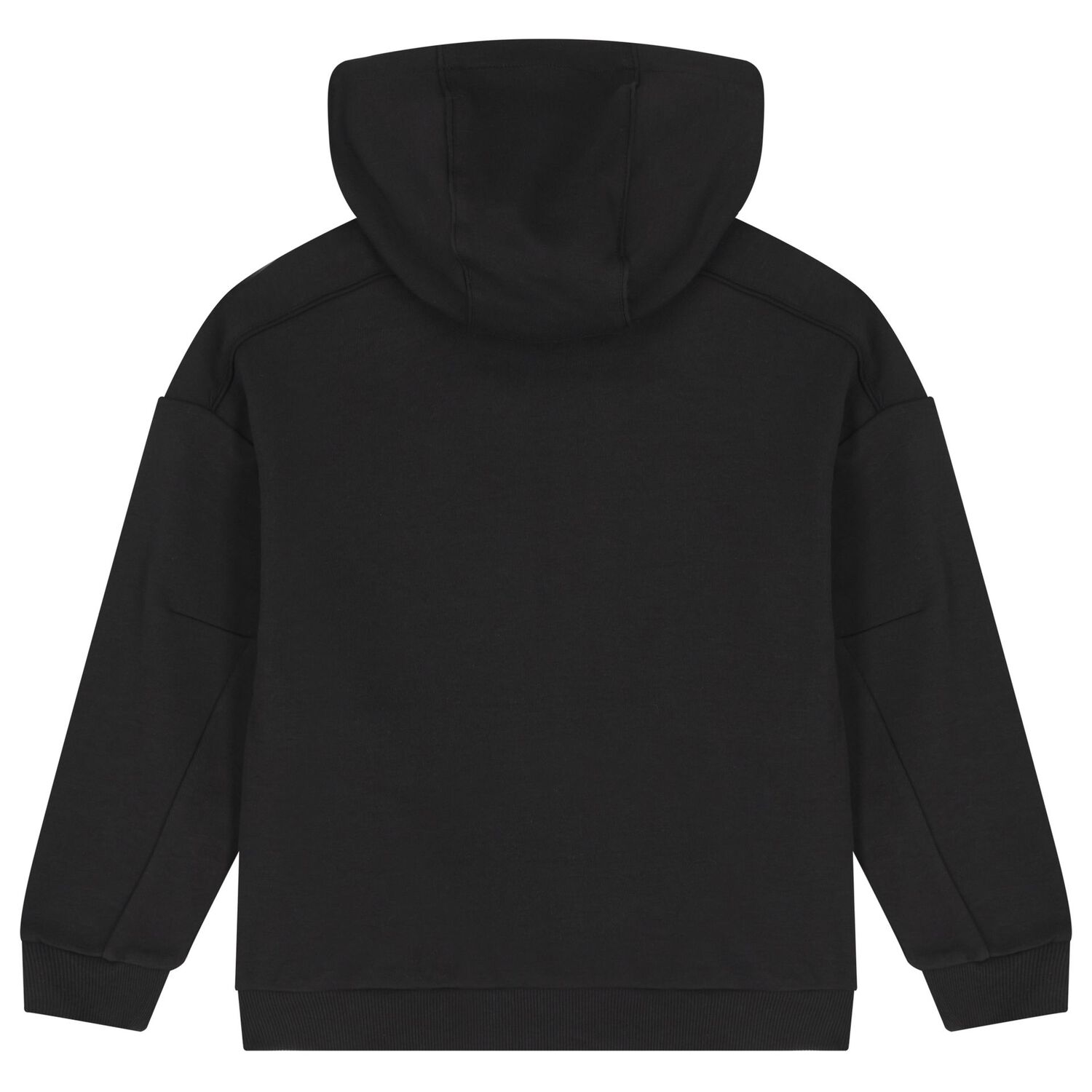 Boys Black Hooded Zip Up Top , 1, hi-res