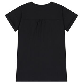 Girls Black Teddy Bear Logo Dress