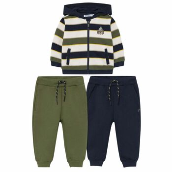 Younger Boys Green & Navy 3 Piece Tracksuit