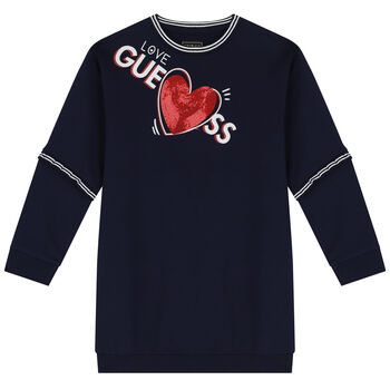 Girls Navy Blue Logo Heart Dress