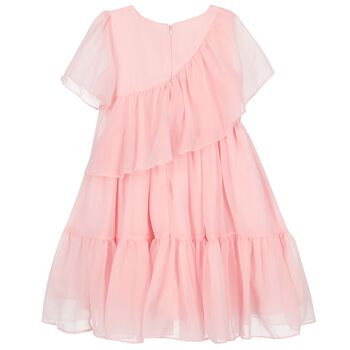 Girls Pink Flower Chiffon Dress