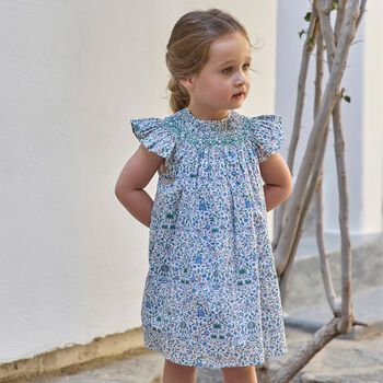 Baby Girls Blue & Green Liberty Print Dress