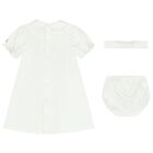 Baby Girls White & Blue Bow Dress Set, 1, hi-res