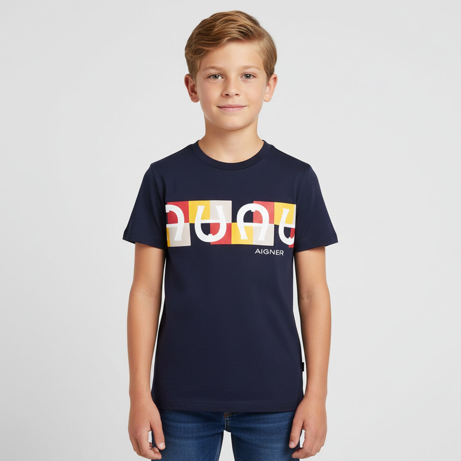 Boys Navy Blue Logo T-Shirt, 2, hi-res