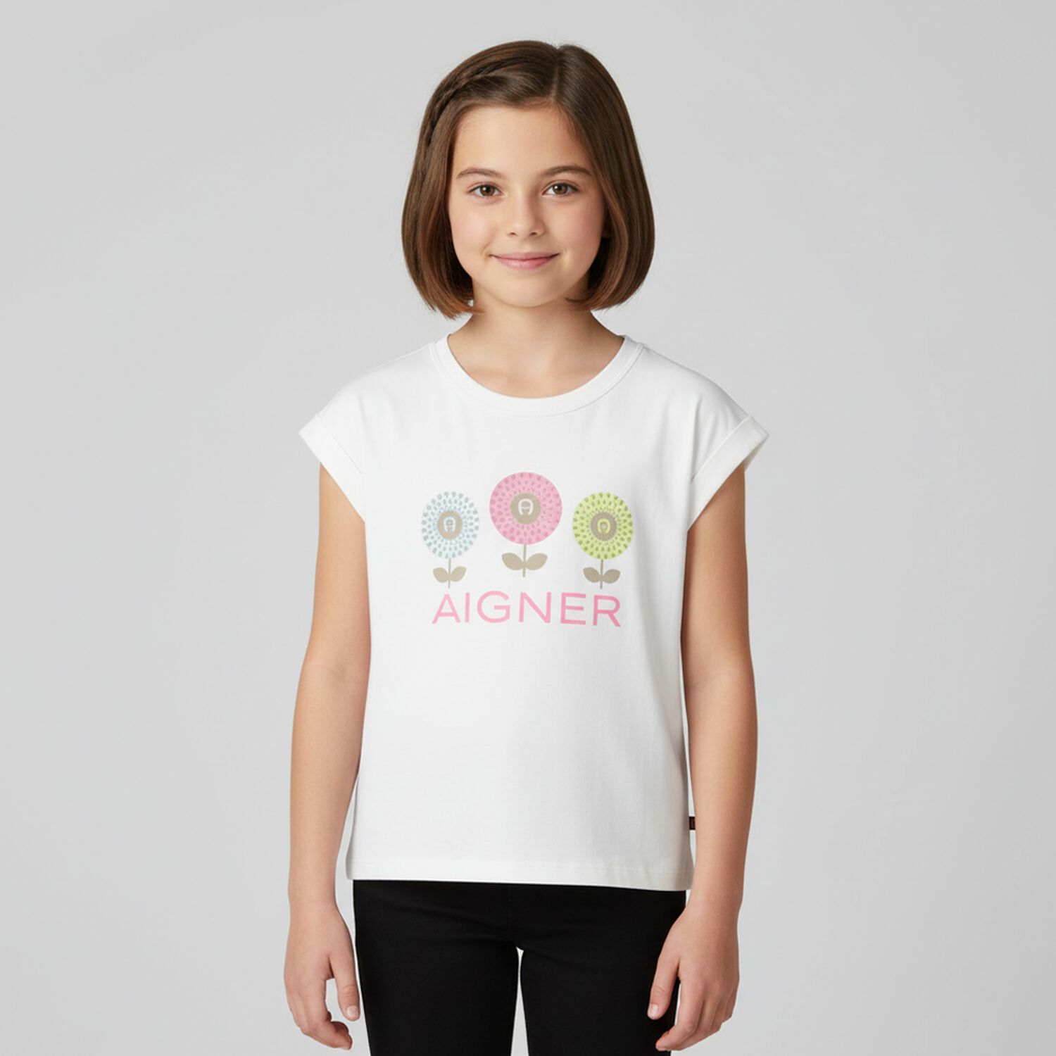 Girls White Floral Logo T-Shirt, 1, hi-res image number null