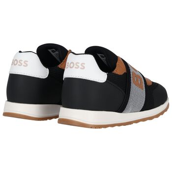 Boys Black Logo Trainers