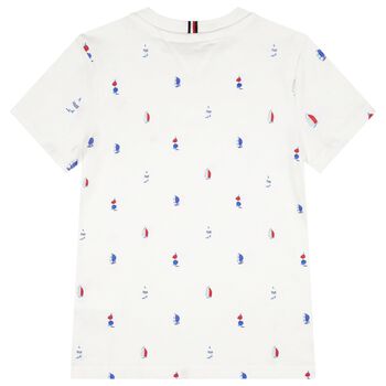 Boys White Sailboat Logo T-Shirt