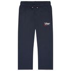 Boys Navy Blue Logo Joggers, 1, hi-res