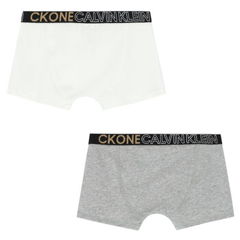 Boys Grey & White Logo Boxer Shorts ( 2-Pack )