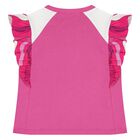 Girls Pink Logo Ruffled T-Shirt, 1, hi-res