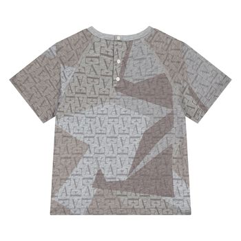 Younger Boys Grey & Beige Logo T-Shirt