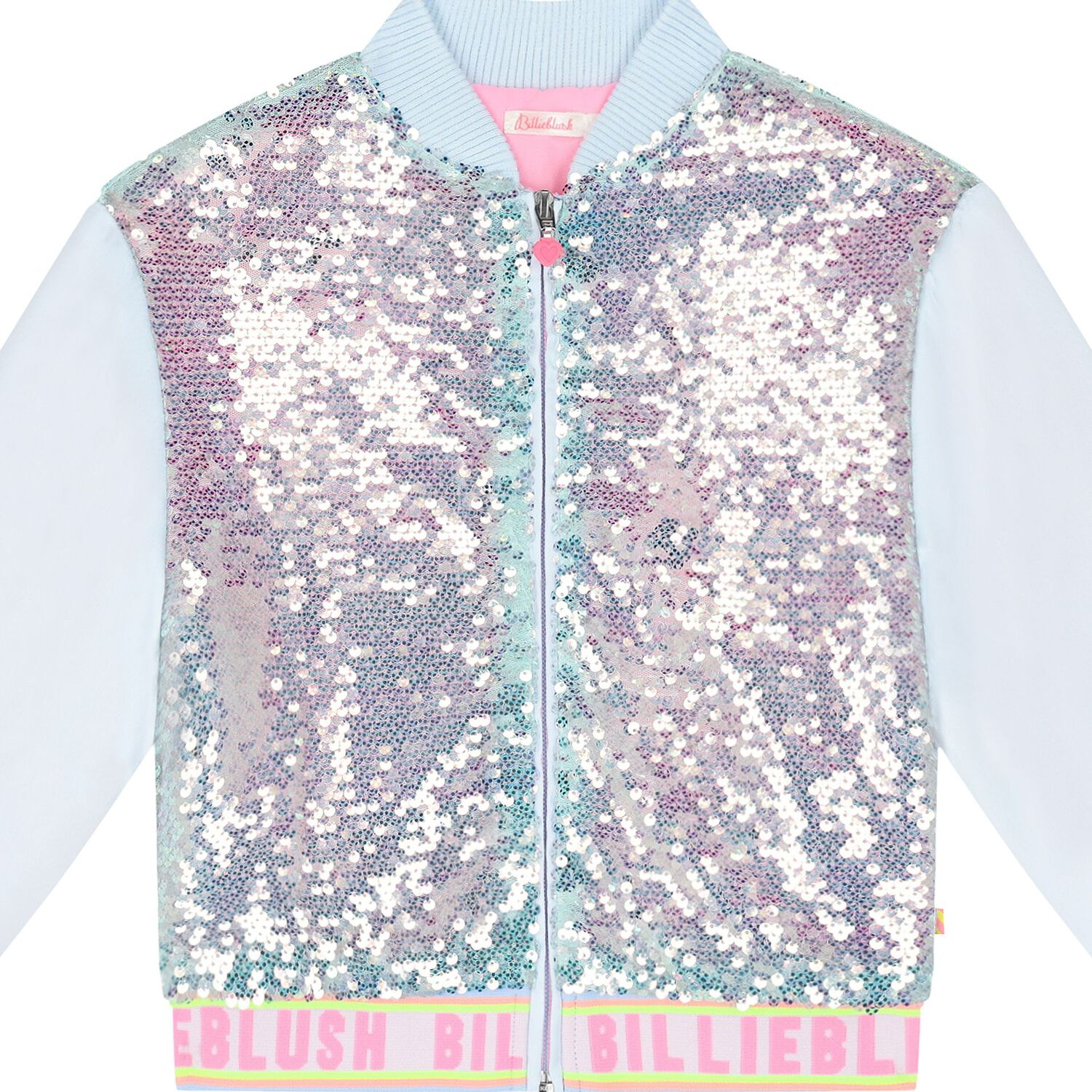 Girls Blue & Pink Sequin Zip Up Top, 1, hi-res image number null