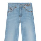 Girls Blue Logo Denim Pants, 1, hi-res