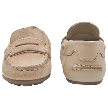 Younger Boys Beige Suede Leather Moccasins