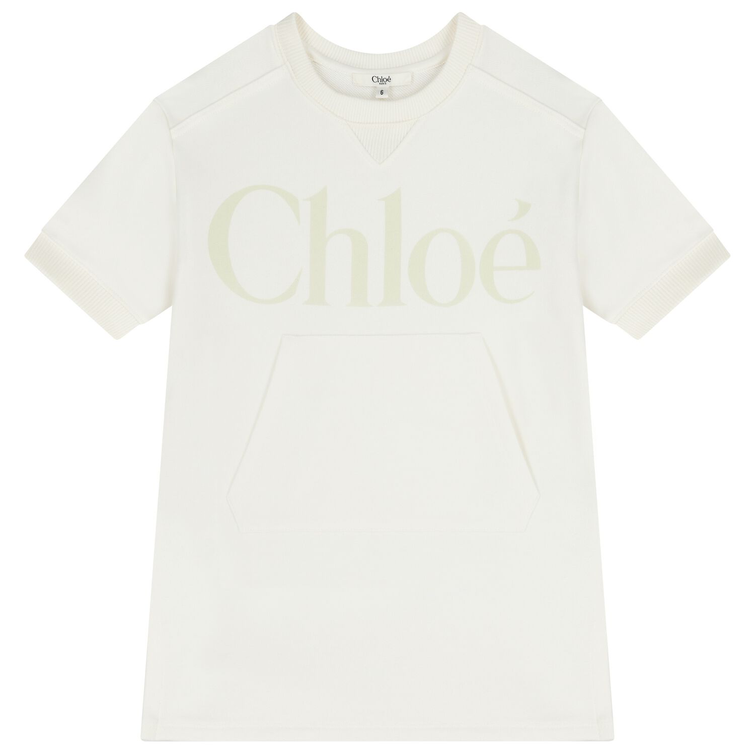 فستان سويت شيرت بالشعار تصميم ميني مي باللون العاجي للبنات, 1, hi-res