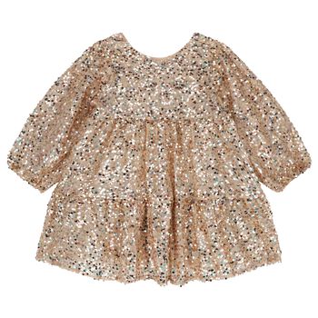 Girls Gold Sequin Tulle Dress