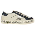 Ivory & Blue Logo Trainers, 1, hi-res