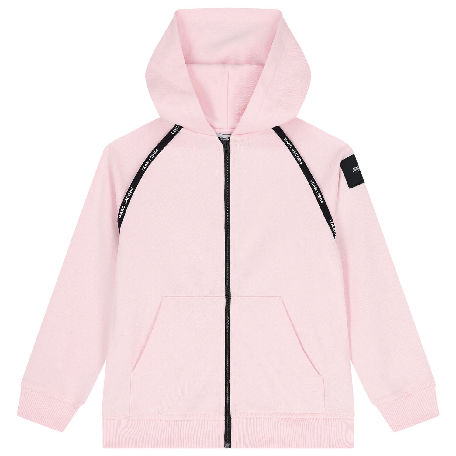 Girls Pink Logo Hooded Zip Up Top, 2, hi-res