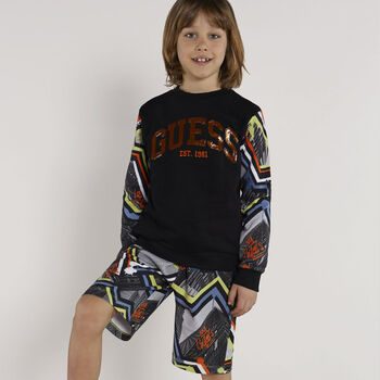 Boys Black & Grey Logo Shorts