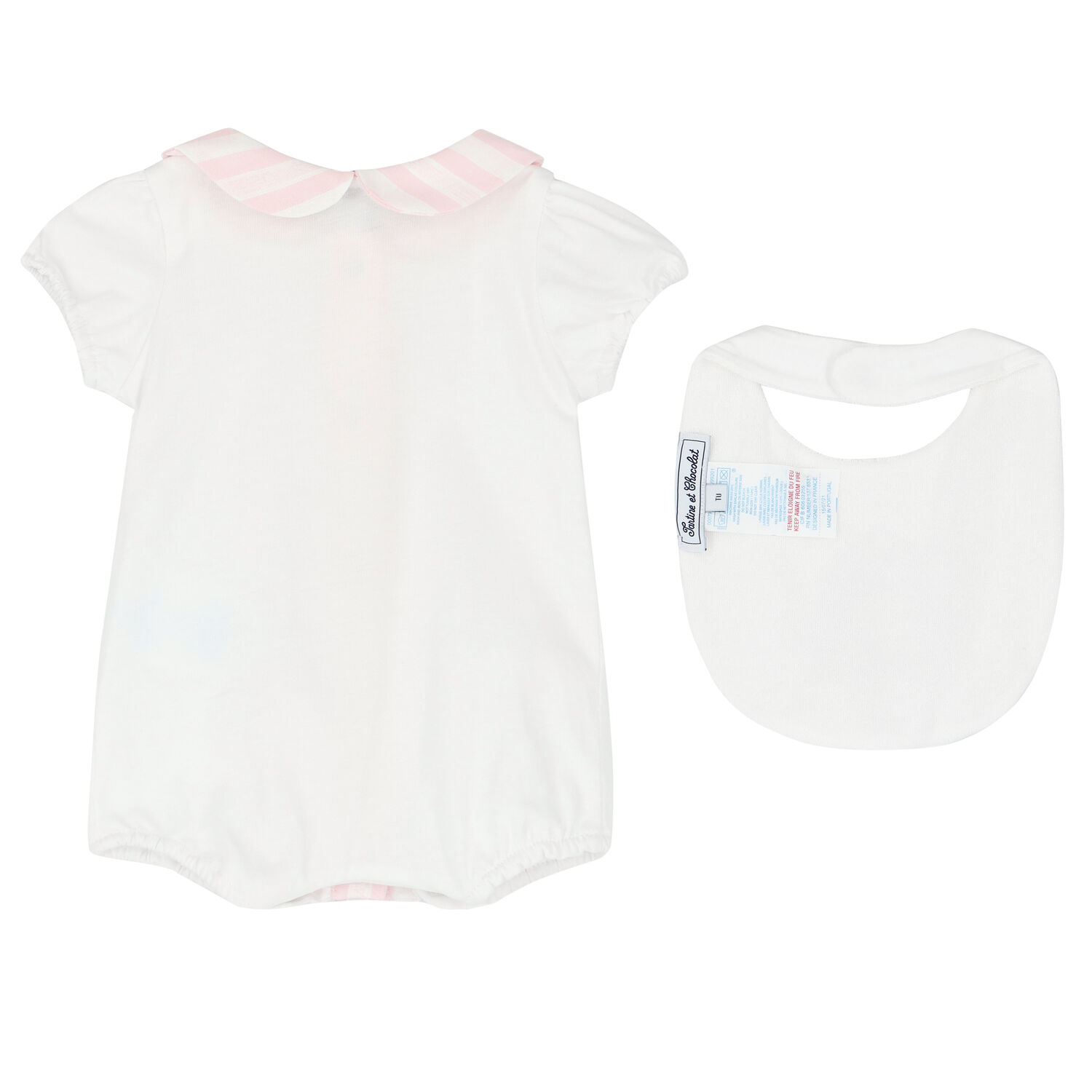 White & Pink Baby Bodysuit Set, 2, hi-res