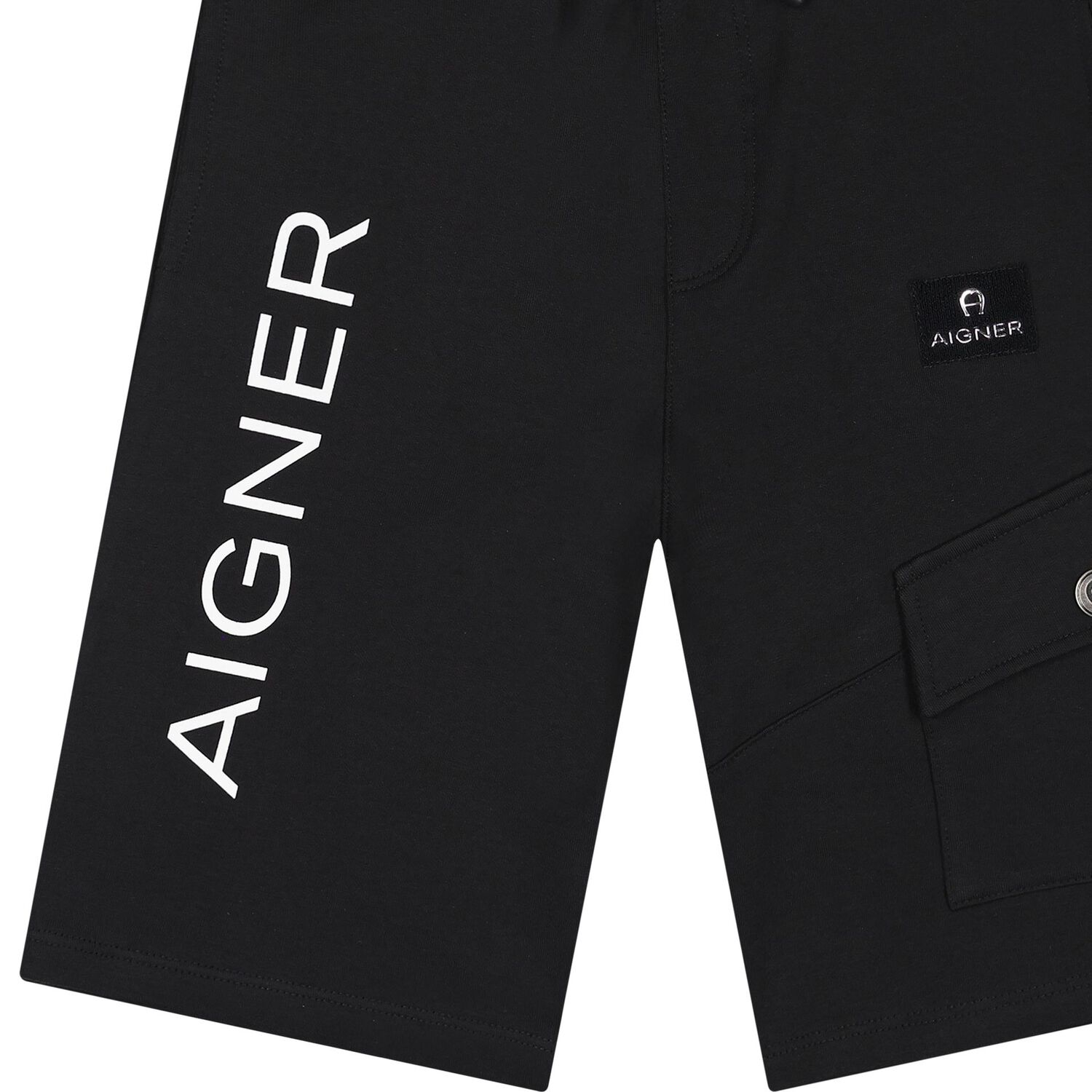 Boys Black Logo Shorts, 1, hi-res