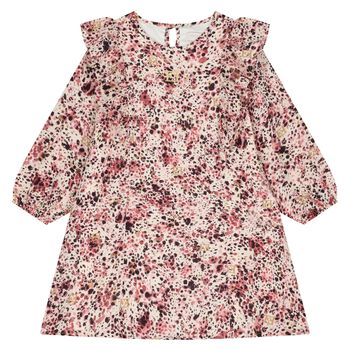 Girls Pink Logo Ruffled Dress
