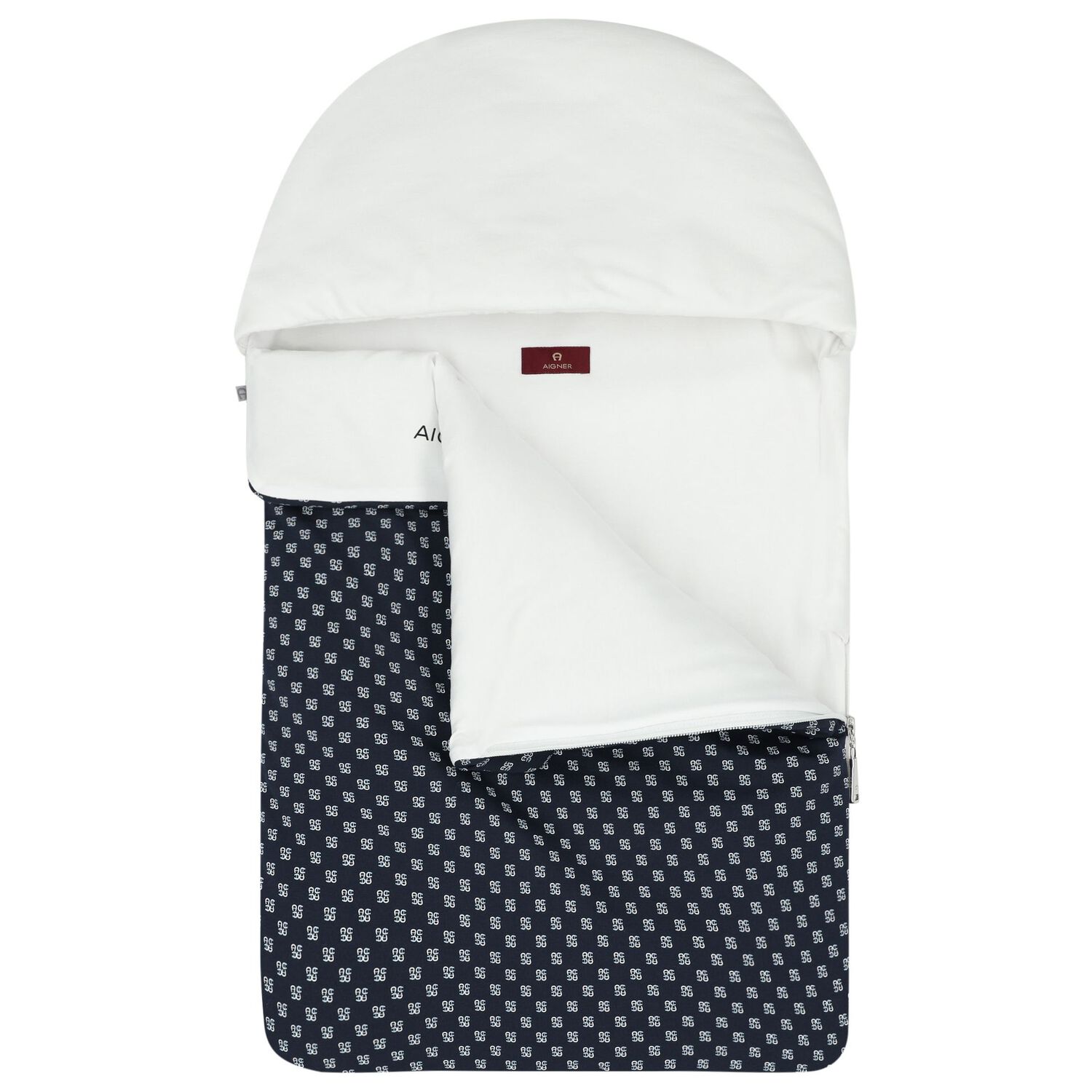 Baby Boys White & Navy Blue Logo Nest, 1, hi-res image number null