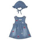 Baby Girls Blue Denim Dress Set, 1, hi-res