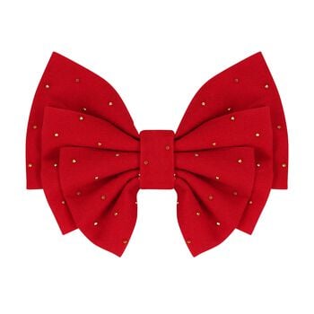 Girls Red Rhinestone Bow Hairclip