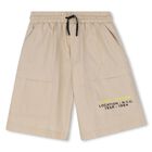 Boys Beige Logo Shorts, 1, hi-res