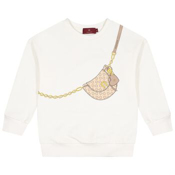 Girls Ivory Bag Logo Sweatshirt