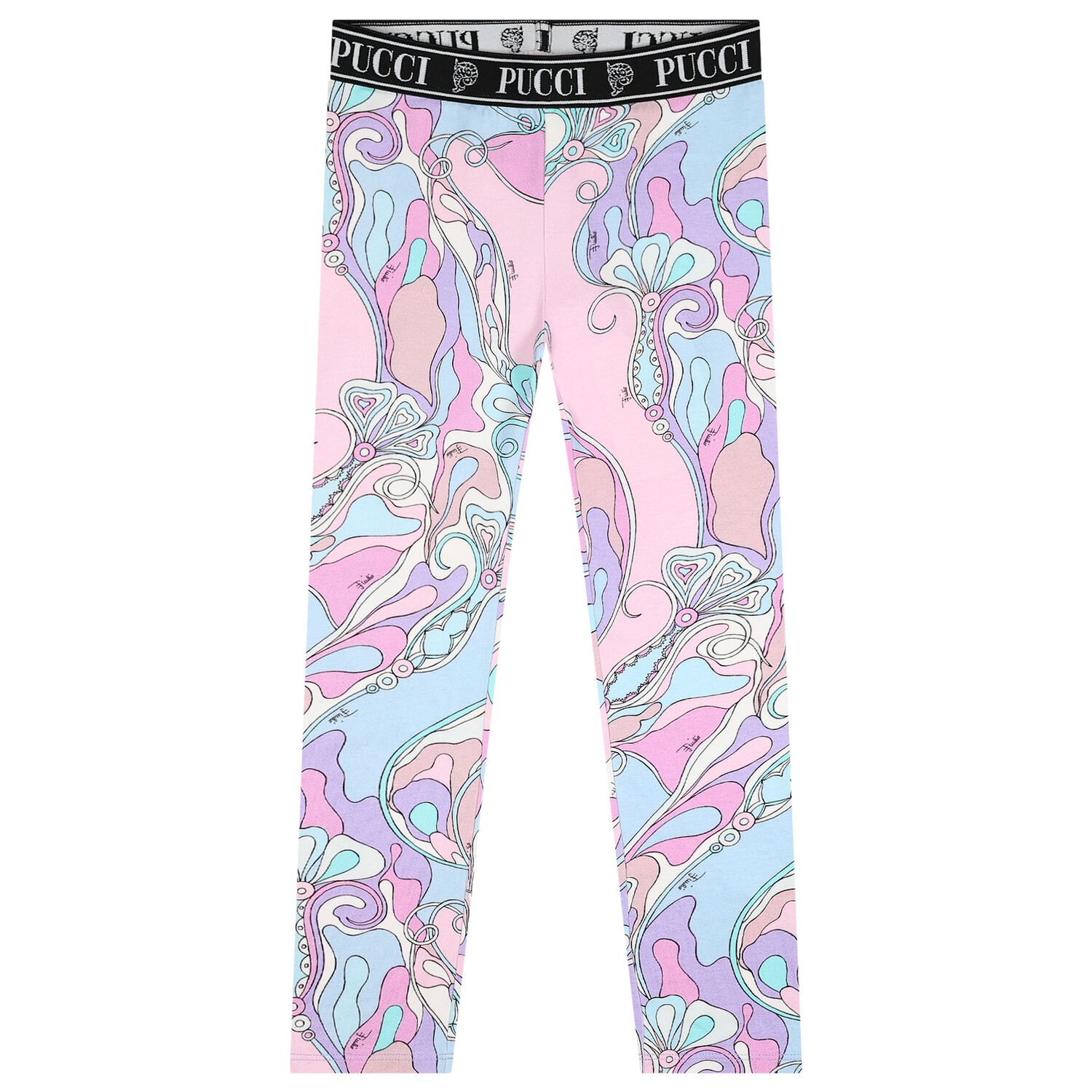 Girls Pink & Blue Logo Orchidee Leggings, 1, hi-res